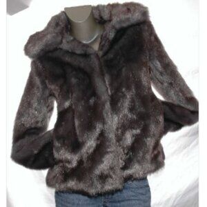 Faux FUR JACKET Lined Winter Warm Silvery Grey Shimmer Fashion Coat H&M Womens 6